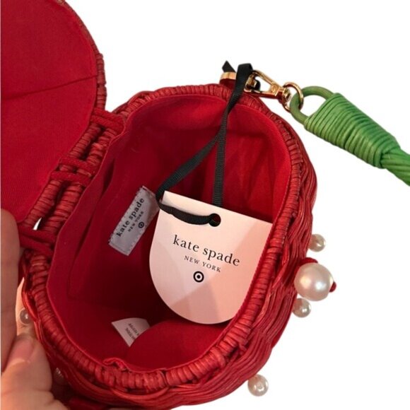 Kate Spade Target Strawberry Basket Purse Red Faux Pearl Bucket Bag Handbag NWT - Picture 9 of 12
